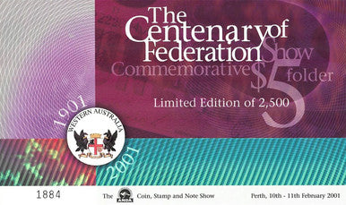 2001 $5 ANDA Show Centenary of Federation Commemorative 6 Note and Folder Set