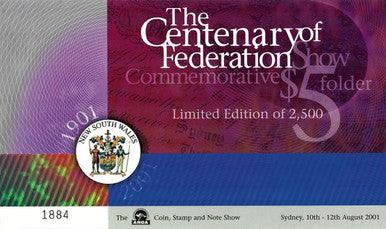 2001 $5 ANDA Show Centenary of Federation Commemorative 6 Note and Folder Set