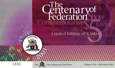 2001 $5 ANDA Show Centenary of Federation Commemorative 6 Note and Folder Set