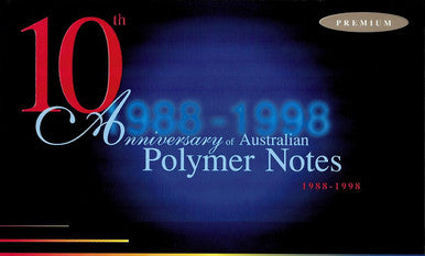 1998 $10 Premium 10th Anniversary of Australian Polymer Notes 2 Note Set