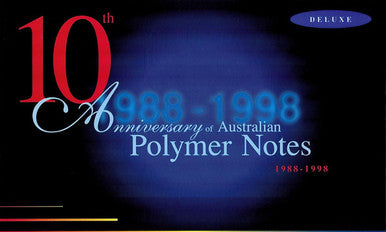1998 $10 Deluxe 10th Anniversary of Australian Polymer Notes 2 Note Set