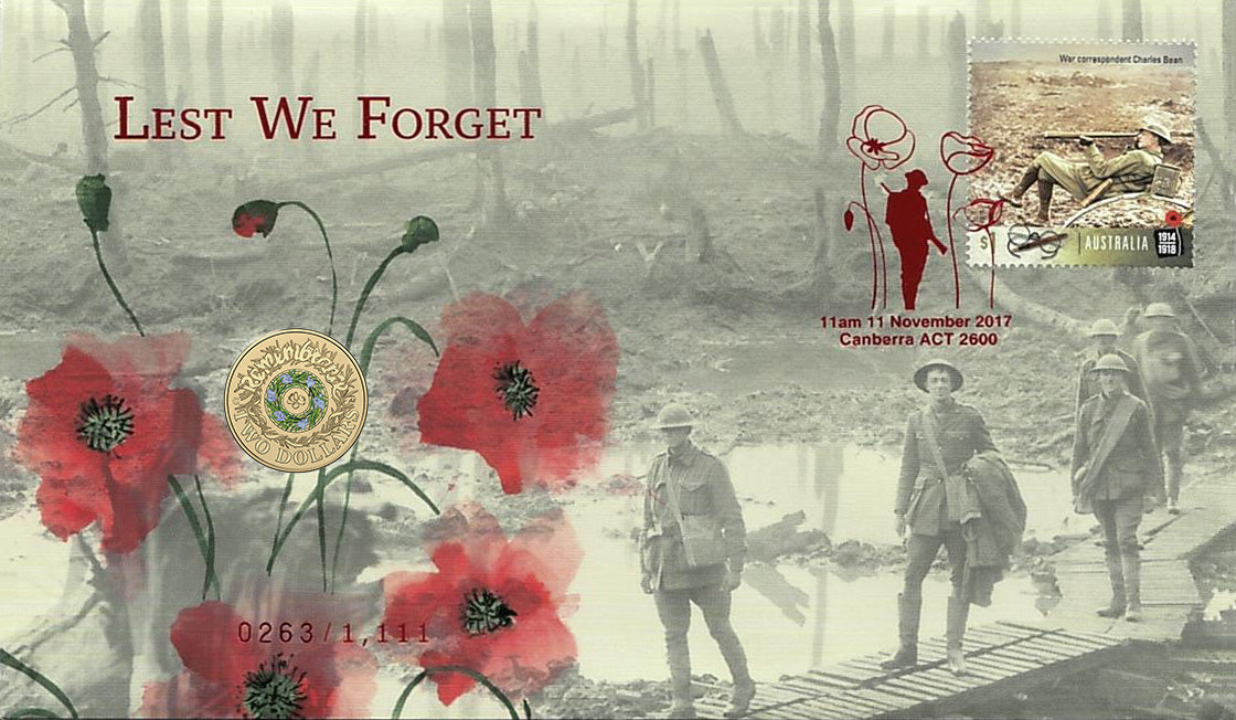 2017 $2 Remembrance Day Lest We Forget Red Foil Limited Edition PNC
