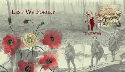 2017 $2 Remembrance Day Lest We Forget Red Foil Limited Edition PNC