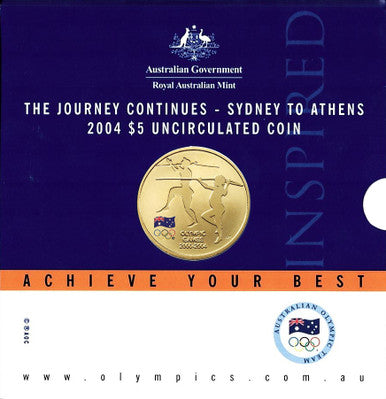 2004 $5 Sydney To Athens Uncirculated Coin