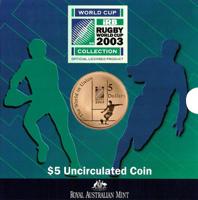 2003 $5 Rugby World Cup Uncirculated Coin – Town Hall Coins & Collectables