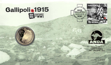 2015 $1 ANDA Centenary of WWI Gallipoli Simpson & His Donkey PNC