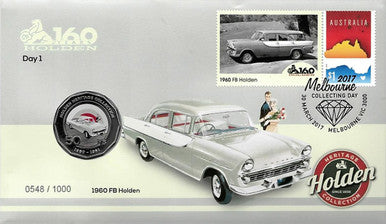 2016 50c Melbourne Stamp Show Holden Heritage Collection 160 Years 4 PNC Set