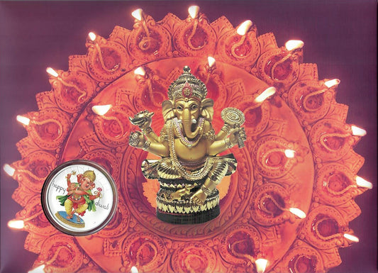 2018 $1 Diwali 1oz Silver Coloured Coin Impressions PNC Folder