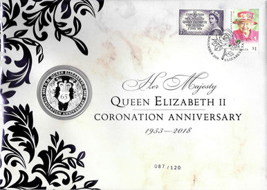 2018 $1 Her Majesty Queen Elizabeth II 65th Coronation Anniversary 1oz Silver Proof Coin PNC