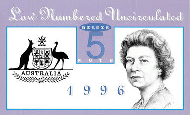 1996 $5 Deluxe Low Numbered Uncirculated Note
