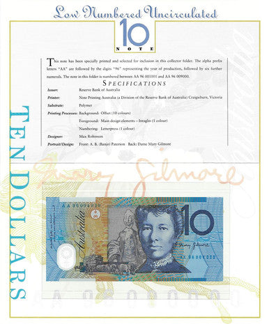 1996 $10 Deluxe Low Numbered Uncirculated Note