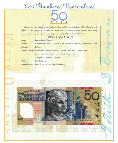 1996 $50 Deluxe Low Numbered Uncirculated Note