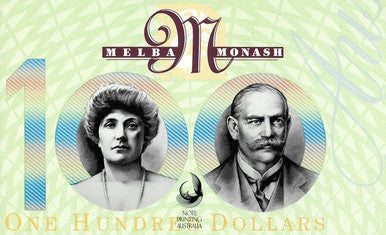 1996 $100 Melba and Monash Uncirculated Note