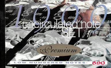 1999 Premium Low Numbered Uncirculated 5 Note Set