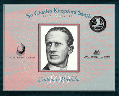 1997 $20 Sir Charles Kingsford Smith Note and $1 Silver Proof Coin Centenary Portfolio