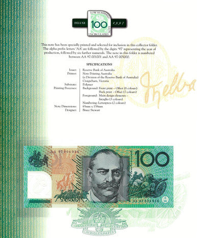 1997 $100 Deluxe Low Numbered Uncirculated Note
