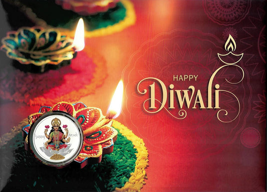 2017 $1 Diwali 1oz Silver Coloured Coin Impressions PNC Folder