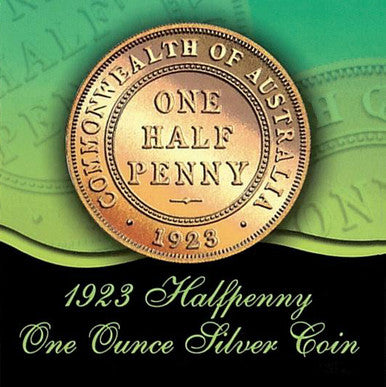 Tuvalu 2006 $1 1923 Half Penny Copper Plated 1oz Silver Proof Coin