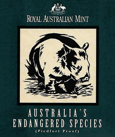 1998 $10 Australia's Endangered Species Northern Hairy-Nosed Wombat Silver Proof Piedfort Coin