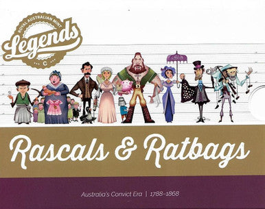 2018 Rascals & Ratbags Royal Australia Mint Legends Uncirculated Coin Set with $1 Australian Convict Era 'C' Mintmark Coin