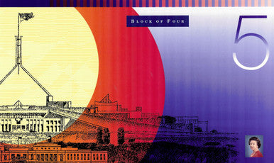 1996 $5 Deluxe Block of Four Uncirculated 4 Note Set