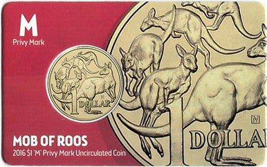 2016 $1 ANDA Melbourne Mob of Roos 'M' Privy Mark Uncirculated Coin