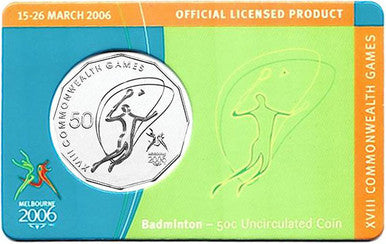 2006 50c Commonwealth Games Melbourne Badminton Uncirculated Coin