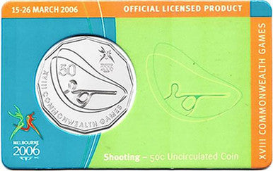 2006 50c Commonwealth Games Melbourne Shooting Uncirculated Coin