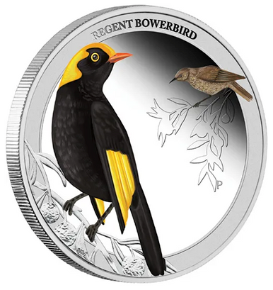 2013 50c Birds of Australia Regent Bowerbird 1/2oz Silver Coloured Proof Coin