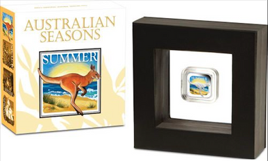 2013 $1 Australian Seasons Summer 1oz Silver Proof Square Shaped Coin