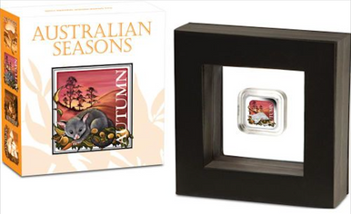 2013 $1 Australian Seasons Autumn 1oz Silver Proof Square Shaped Coin