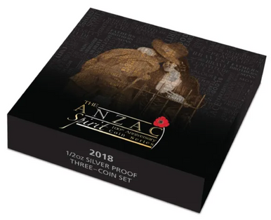 2018 50c The ANZAC Spirit 100th Anniversary 1/2oz Silver Coloured Proof 3 Coin Set