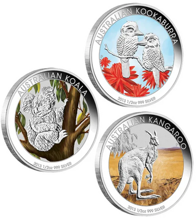 2013 50c Australian Outback 1/2oz Silver Coloured Proof 3 Coin Set