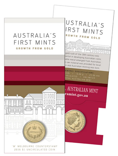 2016 $1 Australia's First Mints Growth From Gold 'M' Counterstamp Uncirculated Coin
