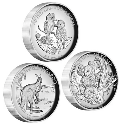 2013 $1 Australian 1oz Silver High Relief Proof 3 Coin Collection