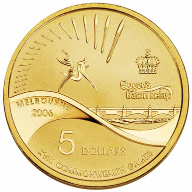2006 $5 Commonwealth Games Melbourne Queen's Baton Relay Uncirculated Coin
