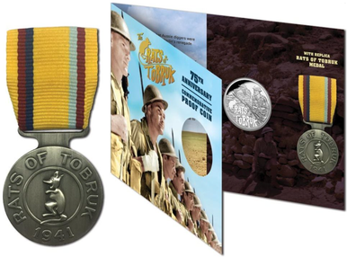 Niue 2016 $1 The Rats of Tobruk 75th Anniversary Commemorative Proof Coin with Replica Rats of Tobruk Medal
