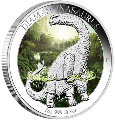 2015 $1 Australian Age of Dinosaurs Diamantinasaurus 1oz Silver Coloured Proof Coin