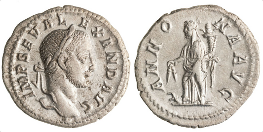 Roman Empire, Severus Alexander, 228AD Silver Denarius aEF