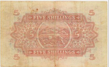 British East Africa, Five Shillings 1st September 1943, About Very Fine