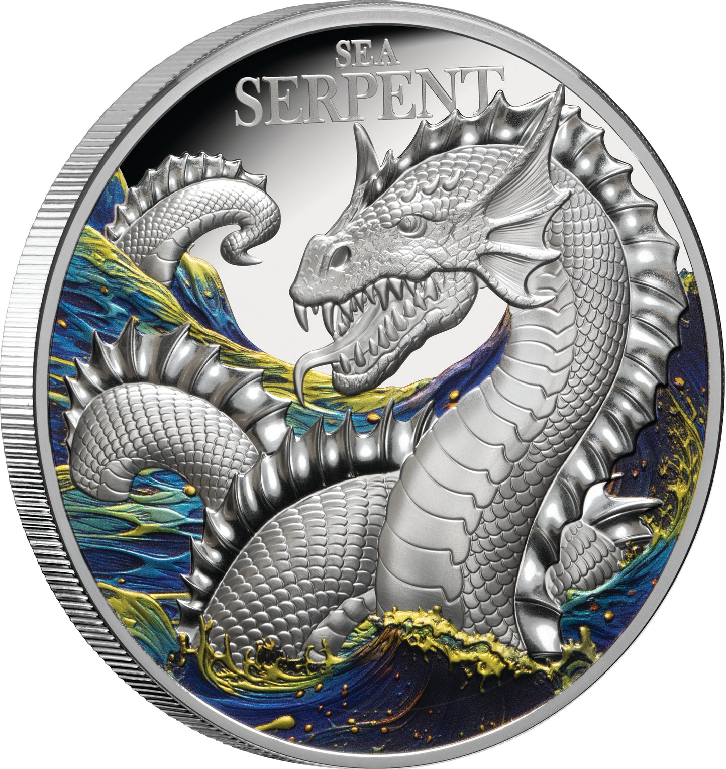 Niue 2024 $5 Mythical Creatures The Sea Serpent 2oz Silver Coloured Proof Coin