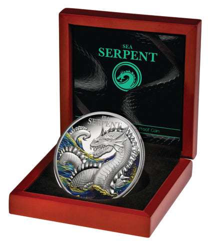 Niue 2024 $5 Mythical Creatures The Sea Serpent 2oz Silver Coloured Proof Coin