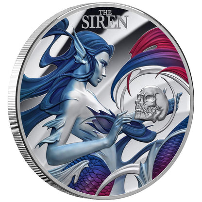 Niue 2023 $5 Mythical Creatures The Siren 2oz Silver Coloured Proof Coin