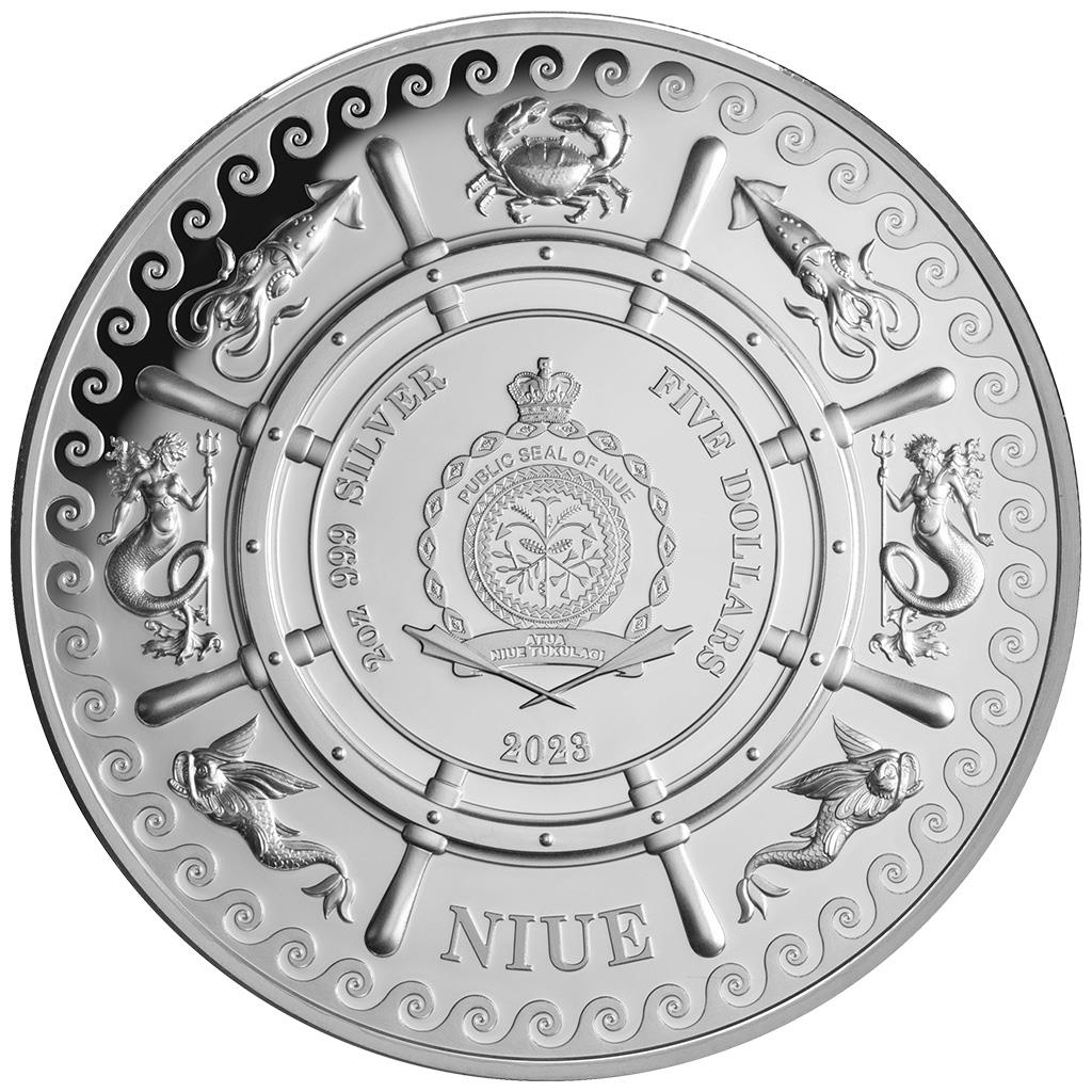 Niue 2023 $5 Mythical Creatures The Siren 2oz Silver Coloured Proof Coin