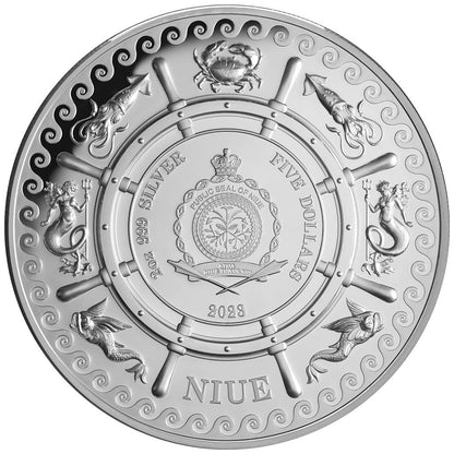 Niue 2023 $5 Mythical Creatures The Siren 2oz Silver Coloured Proof Coin