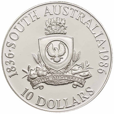 1986 $10 State Series South Australia Silver Proof Coin