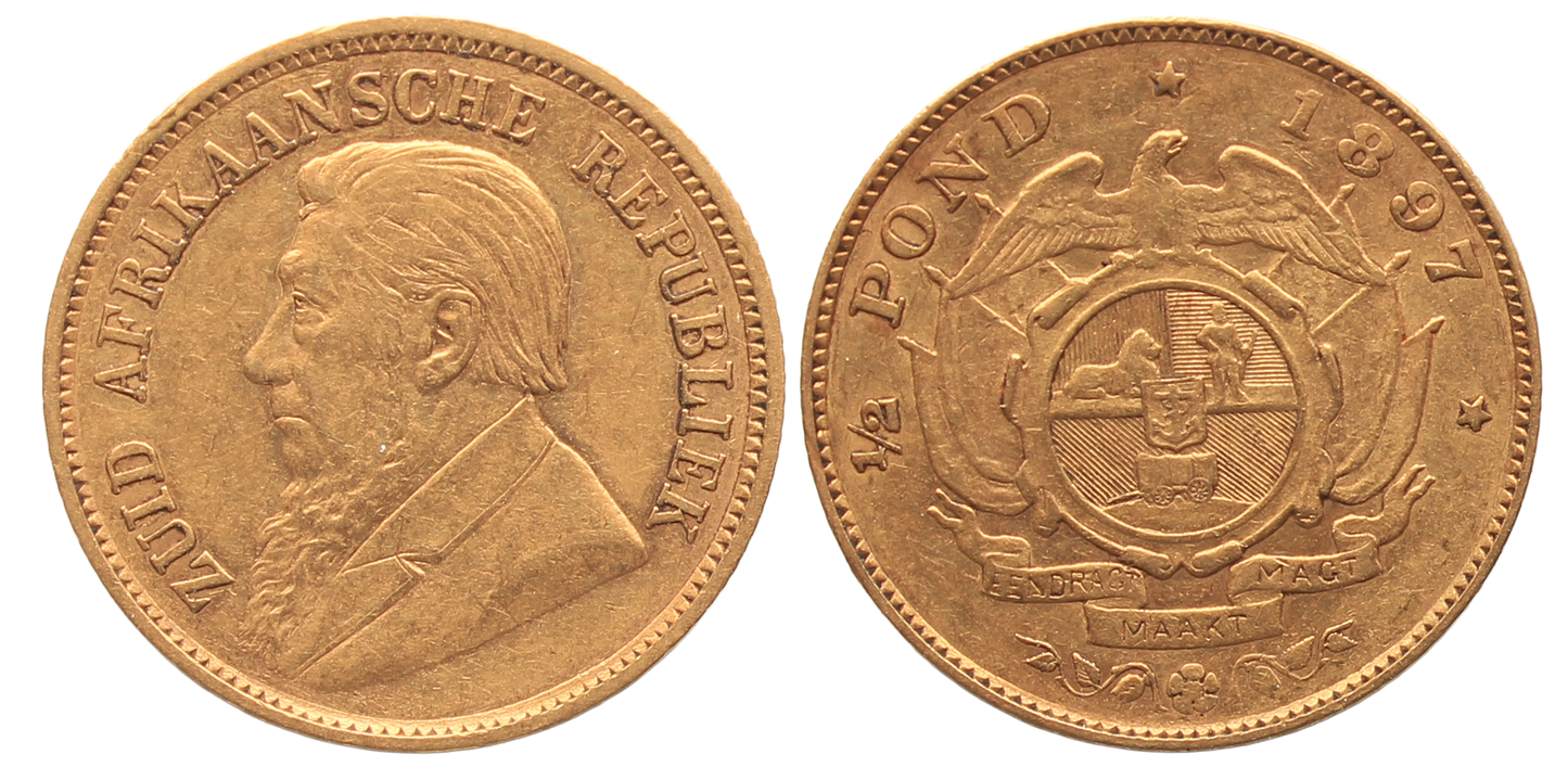 South Africa, ZAR 1897 Paul Kruger Half Pond gVF