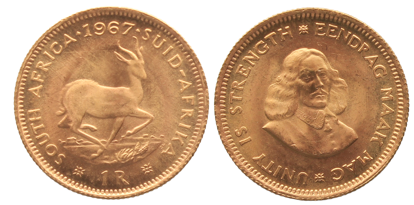 South Africa, 1967 Gold One Rand UNC