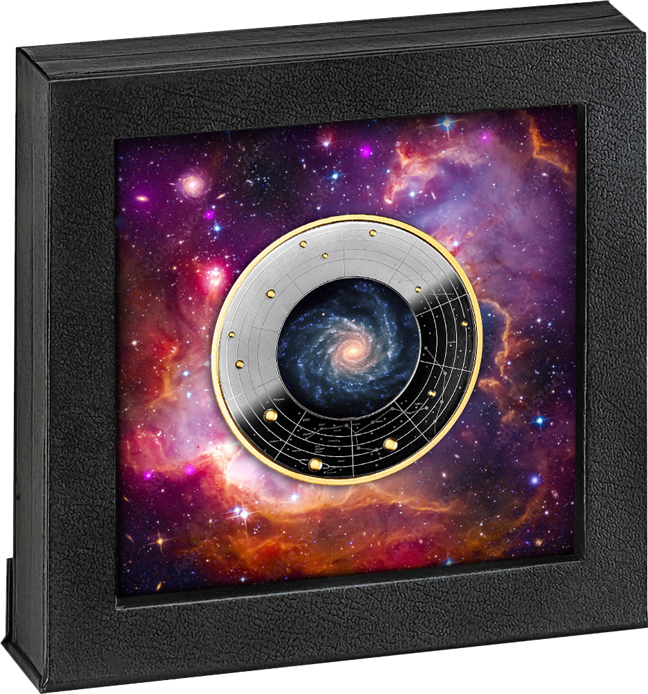 Cameroon 2024 500 Francs Spiral Galaxy NGC 1232 Selectively Gold Plated Silver Coloured Coin