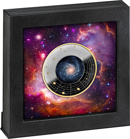 Cameroon 2024 500 Francs Spiral Galaxy NGC 1232 Selectively Gold Plated Silver Coloured Coin